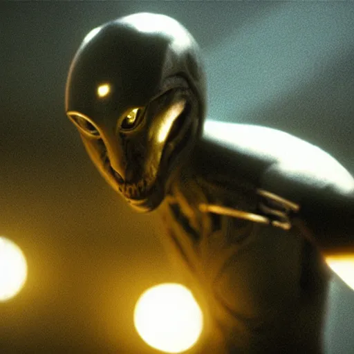 Image similar to movie still of a alien cyborg, cinematic composition, cinematic light, tungsten lighting criterion collection, by stephen king,