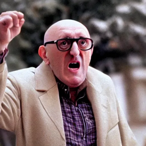 Prompt: uncle junior soprano screaming about the end of the world