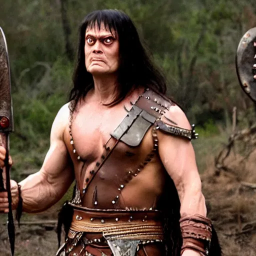 Prompt: dwight shrute as conan the barbarian