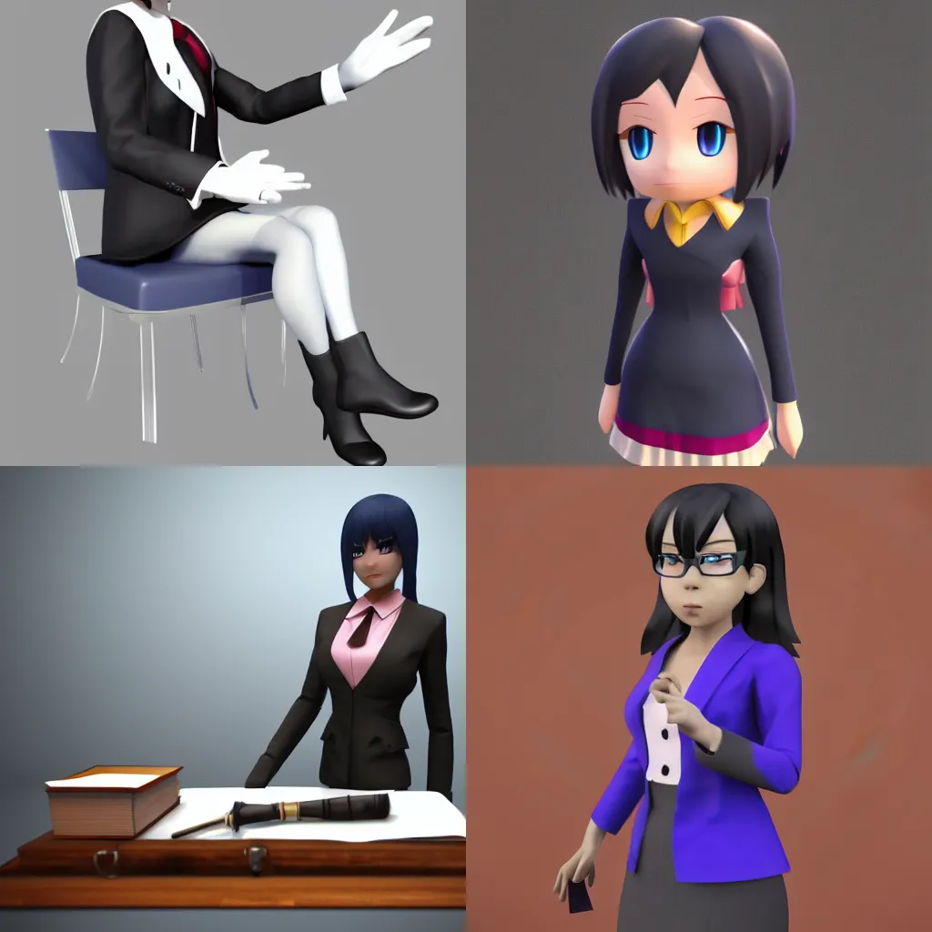 Prompt: lawyer vtuber, 3d render