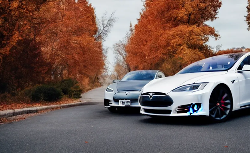 Image similar to new tesla model s on an autumn street by unsplash