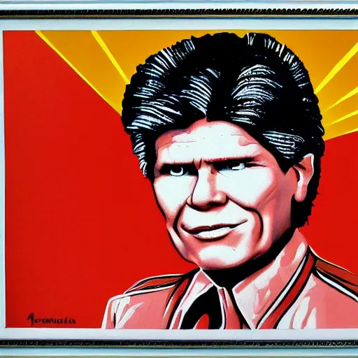 Image similar to bogdanoff portrait, soviet propaganda art style, vivid colors