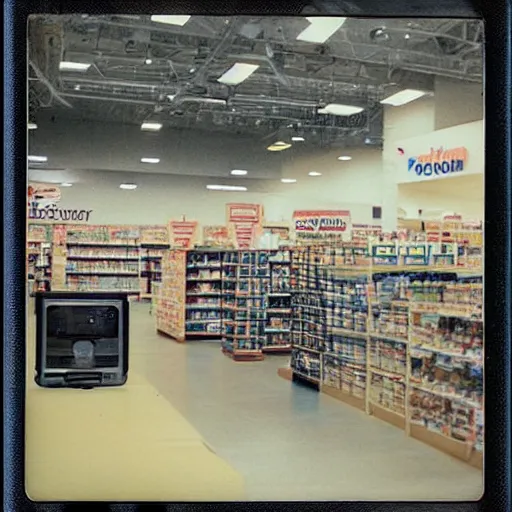 Image similar to “Fred Meyer electronics department in 1990. Polaroid”