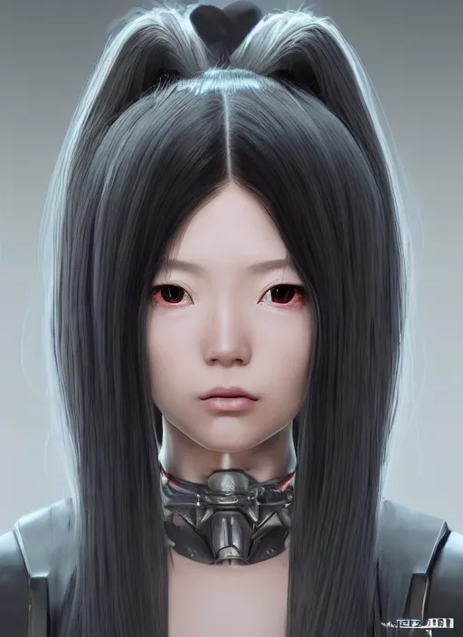 Prompt: “ a hyper realistic character concept art of a japanese cyborg maid girl, twintail hair, frontal angle, rendered in unreal engine, trending in artstation, cgsociety, artgerm, highly detailed, cinematic, volumetrics ”