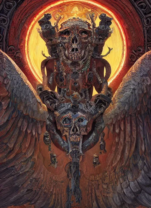 Image similar to digital _ painting _ of _ cizin mayan god of death _ by _ filipe _ pagliuso _ and _ justin _ gerard _ symmetric _ fantasy _ highly _ detailed _ realistic _ intricate _ port