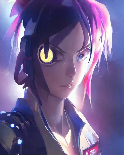 Prompt: portrait of anime girl in mechanic armor in night HongKong by makoto sinkai, my hero academia, cyberpunk, greg rutkowski, perfect face, fine details