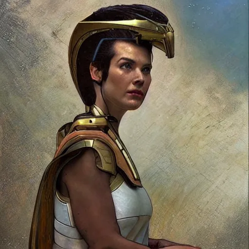 Image similar to STAR TREK scooter designed in ancient Greece, (SFW) safe for work, photo realistic illustration by greg rutkowski, thomas kindkade, alphonse mucha, loish, norman rockwell