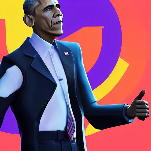 Image similar to barack obama in fortnite, battle royale, 3 d render, blender, colorful, vivid