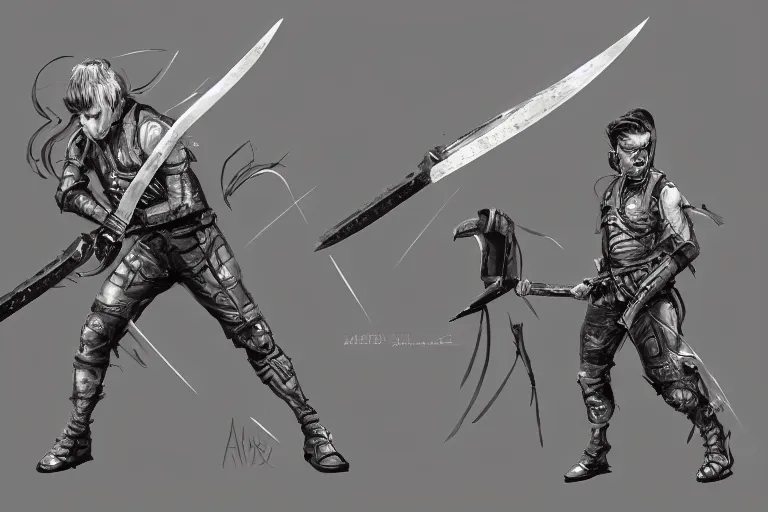 Image similar to chainsaw sword, weapon illustration, concept art, heavy linework, painterly, trending on artstation