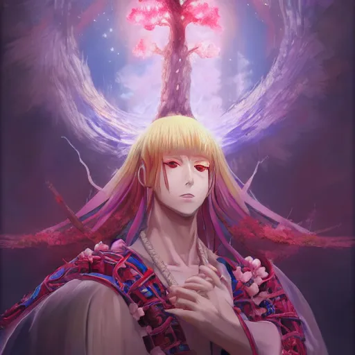 Image similar to anime portrait of a sakura tree as a shaman yedi using dark force to eliminate trump as an anime antagonist by Stanley Artgerm Lau, WLOP, Rossdraws, James Jean, Andrei Riabovitchev, Marc Simonetti, and Sakimichan, trending on artstation