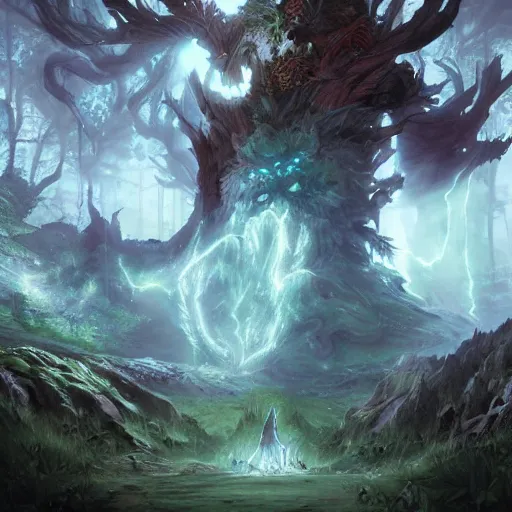 Image similar to Forest Elemental, magic the gathering artwork, D&D, fantasy, cinematic lighting, centered, symmetrical, highly detailed, digital painting, artstation, concept art, smooth, sharp focus, illustration, volumetric lighting, epic Composition, 8k, art by Akihiko Yoshida and Greg Rutkowski and Craig Mullins, oil painting, cgsociety