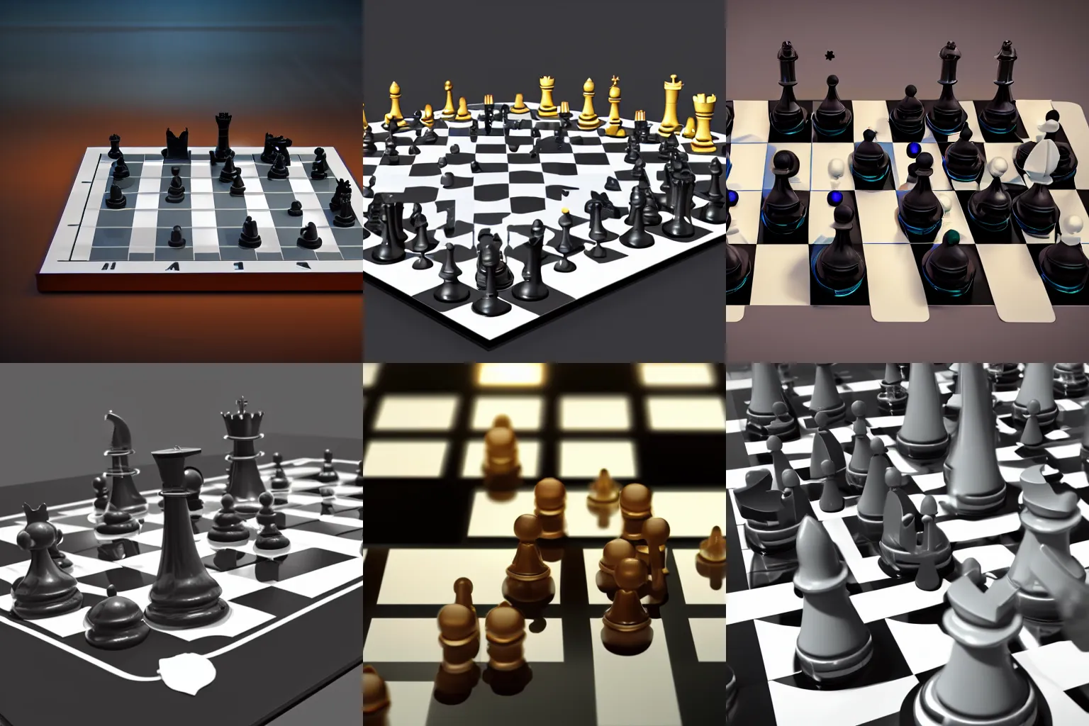 Prompt: futuristic chess game designed by Apple studio lighting octane render