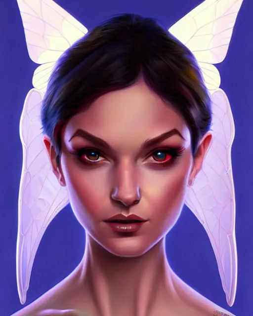 Image similar to portrait of a beautiful powerful pixie with wings, digital painting, artstation, concept art, smooth, sharp focus, illustration, art by disney, symmetry face, fine details. art by alex ross, brittney lee