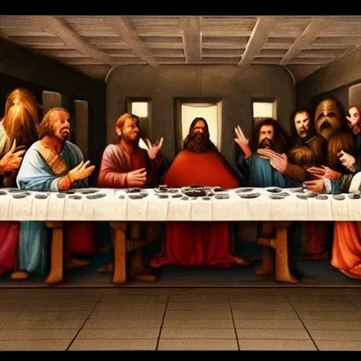 Image similar to the cast of Star Wars at the last supper