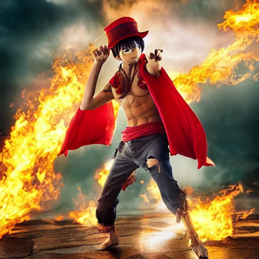 Image similar to luffy as dragon, cinematic