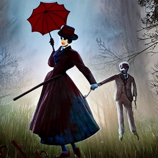 Image similar to Mary Poppins in Dead By Daylight, gameplay, pc, creepy,