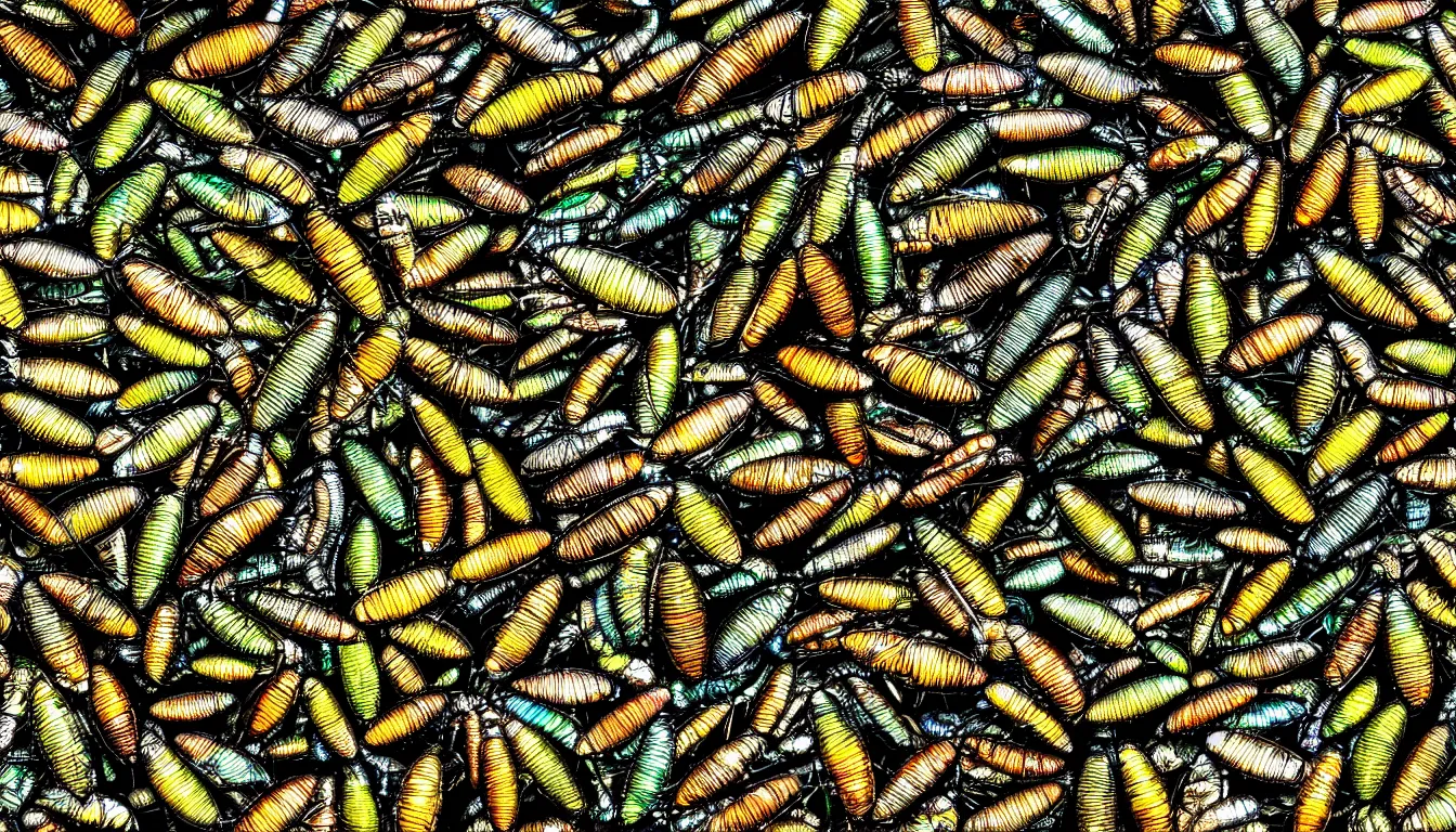 Image similar to insects eyes reflecting the landscape, full colour, upscale, 8 k, masterpiece