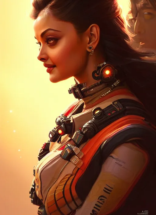 Prompt: portrait of apex legends, aishwarya rai, intricate, elegant, glowing lights, highly detailed, digital painting, artstation, glamor pose, concept art, smooth, sharp focus, illustration, art by artgerm and greg rutkowski, artey freytag