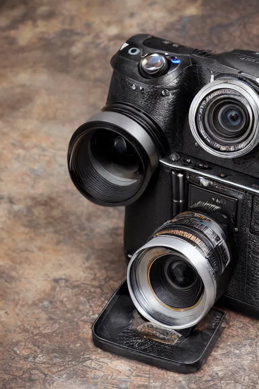 Image similar to The most complex looking camera like machine ever made, photo taken by someone who doesn't know how to use a camera by Annie Lebovitz and Steve McCurry Ultra detailed, hyper realistic, 4k