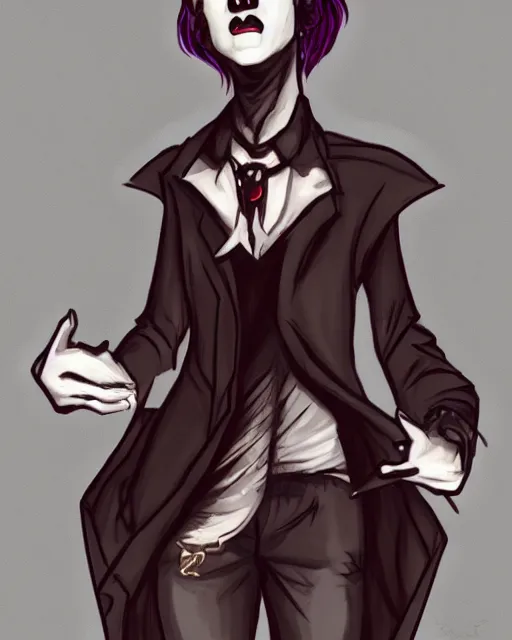 Image similar to a mulato androgynous vampire, in the style of vampire the masquerade