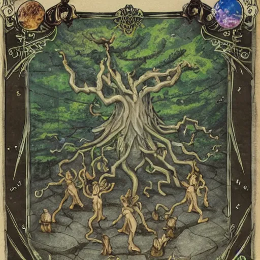 Image similar to yggdrasil surrenders to a bunch of determined ents