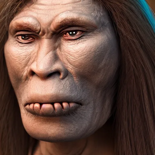 Prompt: Marjorie Taylor Green as a Neanderthal, real-life, ultra detailed, 8k resolution, ultrarealistic