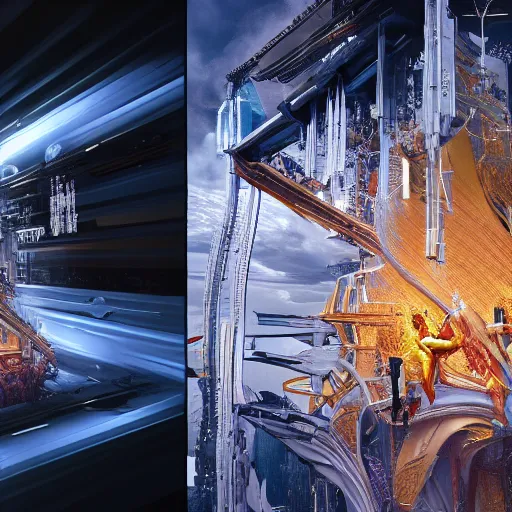 Image similar to sci-fi motherboard structure on the coronation of napoleon painting and digital billboard in the middle, unreal engine 5, keyshot, octane, artstation trending, ultra high detail, ultra realistic, cinematic, 8k, 16k, in style of zaha hadid, in style of nanospace Michael Menzelincev, in style of Lee SOUDER, colors in style of the Blade Runner 2049, in plastic, dark, tilt shift,