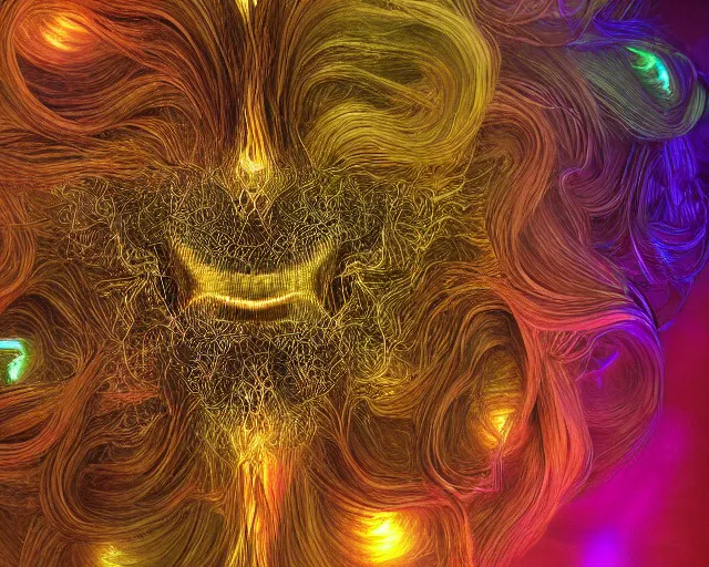 Image similar to complex beings, beautiful hairy, ornate hair, love, joy, vortexes, large arrays data holograms, 8 k, ultra hd, light shadows, wet hdr refractions, *, * * *, * * * * *