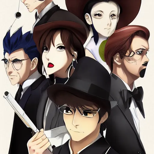 Image similar to portrait of the mafia, anime fantasy illustration by tomoyuki yamasaki, kyoto studio, madhouse, ufotable, comixwave films, trending on artstation
