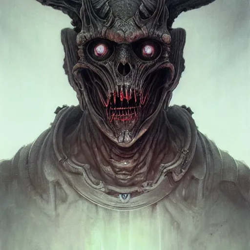 Image similar to a portrait of a demonic duke of hell, sci-fi concept art by giger and beksinski and szukalski and wlop and pete mohrbacher, digital art, highly detailed, intricate, horror, sharp focus, Trending on Artstation HQ, deviantart, unreal engine 5, 4K UHD image