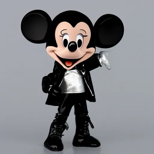 Image similar to iridescent, single moon walking michael jackson, billie jean, michael jackson, michael jackson, michael jackson, michael jackson, ( ( ( mickey mouse ) ) ), nendroid, frank frazetta style