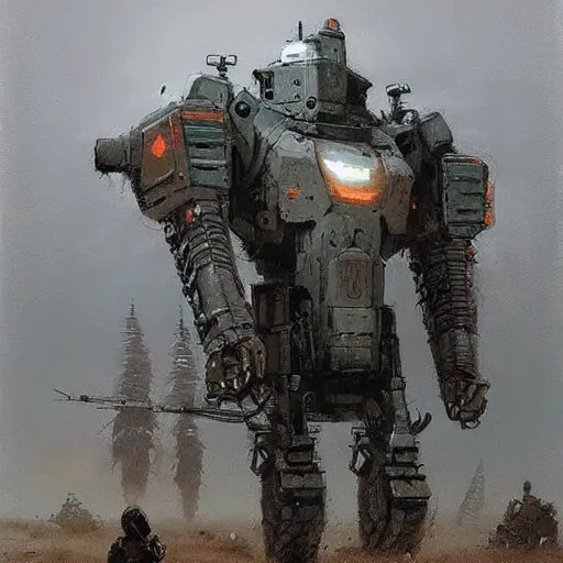 Image similar to mech art by jakub rozalski