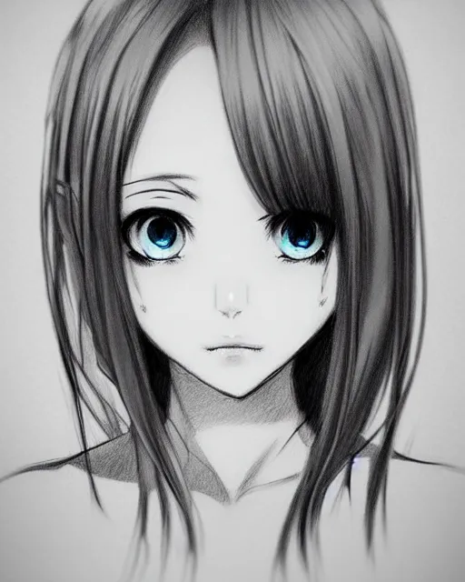 Image similar to portrait of cute girl, illustration concept art, anime, manga, pencil sketch, black and white trending pixiv fanbox