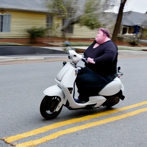 Prompt: morbidly obese american with severe diabetes riding on a scooter