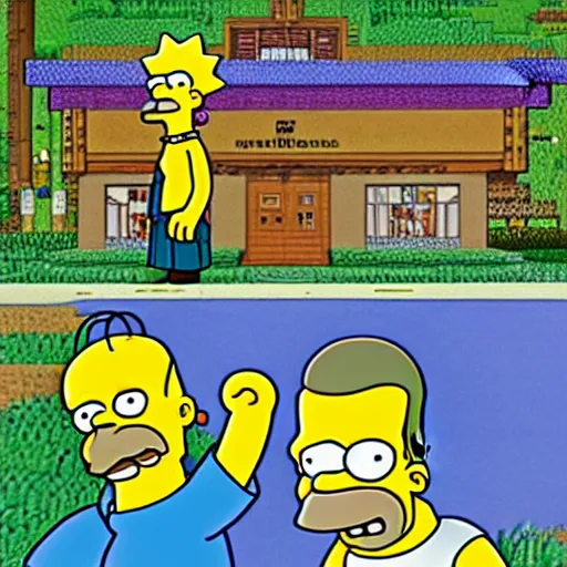 Image similar to The Simpsons in Minecraft