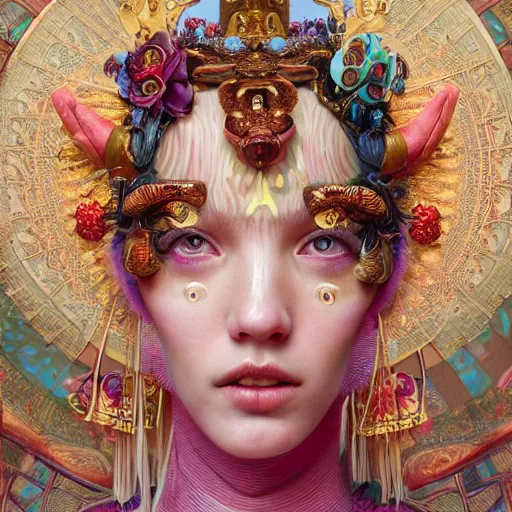 Image similar to pretty model as goddess : : by martine johanna and simon stalenhag and chie yoshii and casey weldon and wlop : : ornate, dynamic, particulate, rich colors, intricate, elegant, highly detailed, vogue, harper's bazaar art, fashion magazine, smooth, sharp focus, 8 k, octane render