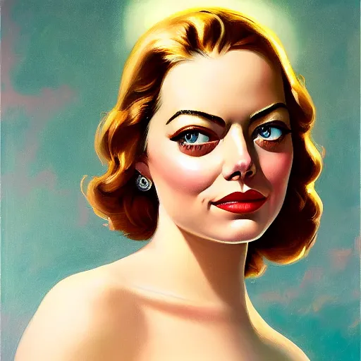 Image similar to emma stone painted by luis ricardo falero