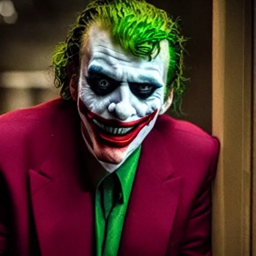 Image similar to film still of Donald Trump as joker in the new Joker movie