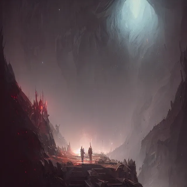 Prompt: a painting of the entrance to the void by greg rutkowski, dark fantasy art, high detail, trending on artstation