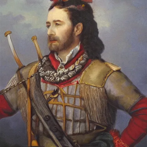 Prompt: a portrait of a Scottish laird wearing a balmoral, art