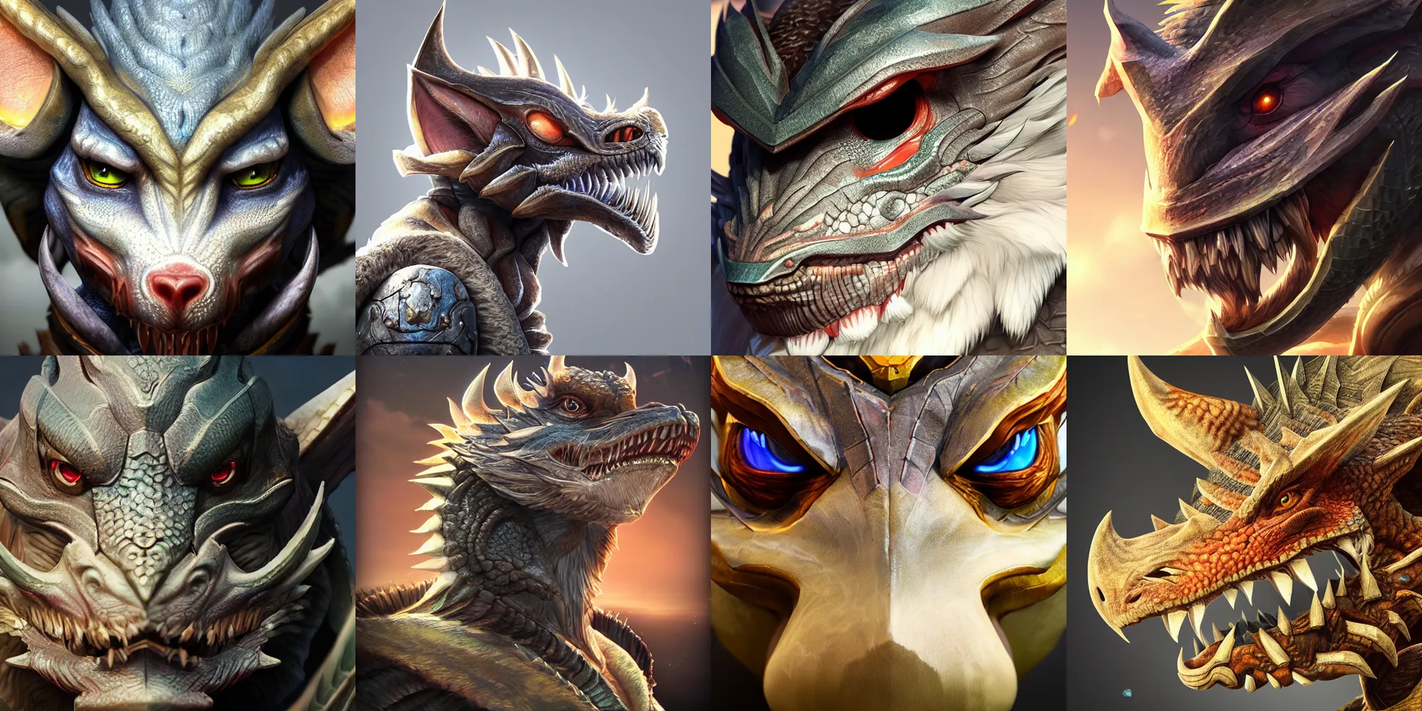 Prompt: close up headshot extremely detailed, 3d Dragon artwork character design by wlop, arvalis, George lucas, artgerm, in the style of League of legends, ARK survival, Skyrim HD, Breath of the wild, amazing artwork on artstation high detail, detailed feathers, textures, scales and fur, 3d render