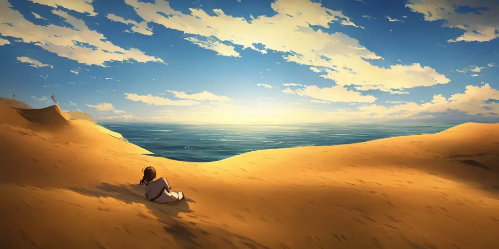 Image similar to sand dunes by makoto shinkai