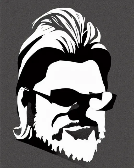 Image similar to Malika Favre minimalist illustration of Jeff Bridges in The Big Lebowski