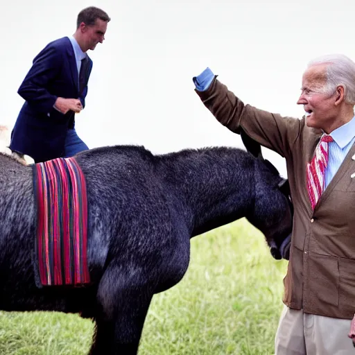 Prompt: a donkey riding biden