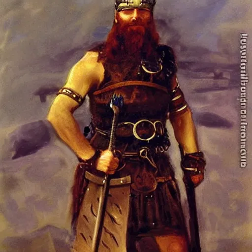 Image similar to a viking warrior with steampunk details, oil painting by John Singer Sargent.