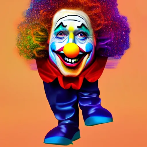Image similar to UHD photorealistic Cosmic Einstein wearing a clown costume with real clown makeup in the style of tonalism