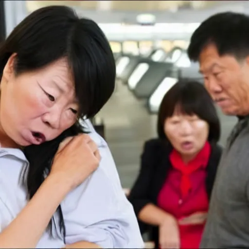 Image similar to asian mom angry at dad because they missed the flight