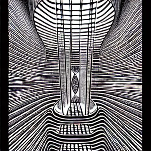 Image similar to crystal spiral stairways beyond possibility of imagining, many doors, inhabited on many levels, by Maurits Cornelis Escher, by jean giraud, shining light, clear geometry, architecture, Award winning. Masterpiece, detailed illustration