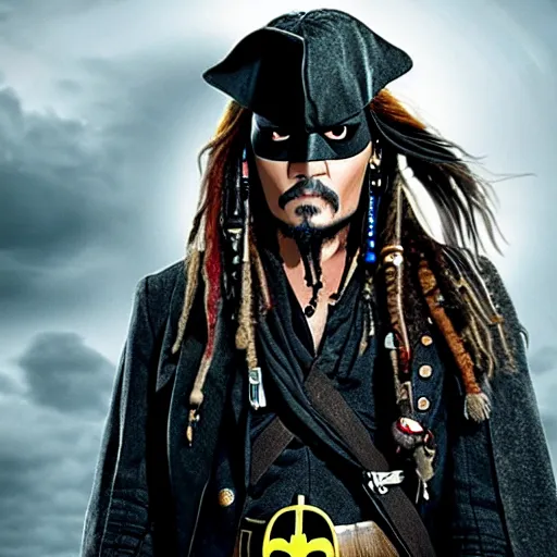 Image similar to jack sparrow as batman, ultrarealistic