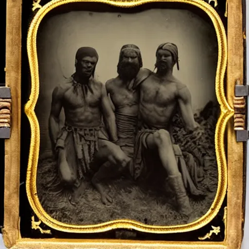 Image similar to spartan man and his helot slave, helot, ancient sparta, daguerreotype photograph, ancient photograph